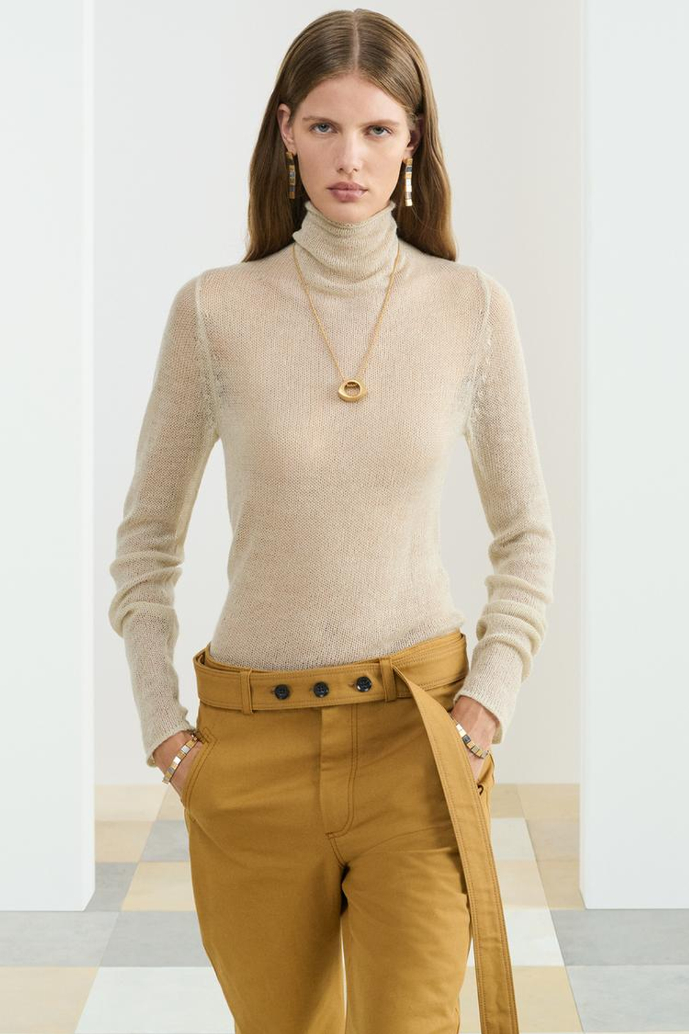 ZARA ВОДОЛАЗКА С ВОРОТНИКОМ-СТОЙКА, ЭКРЮ/БЕЖЕВЫЙ