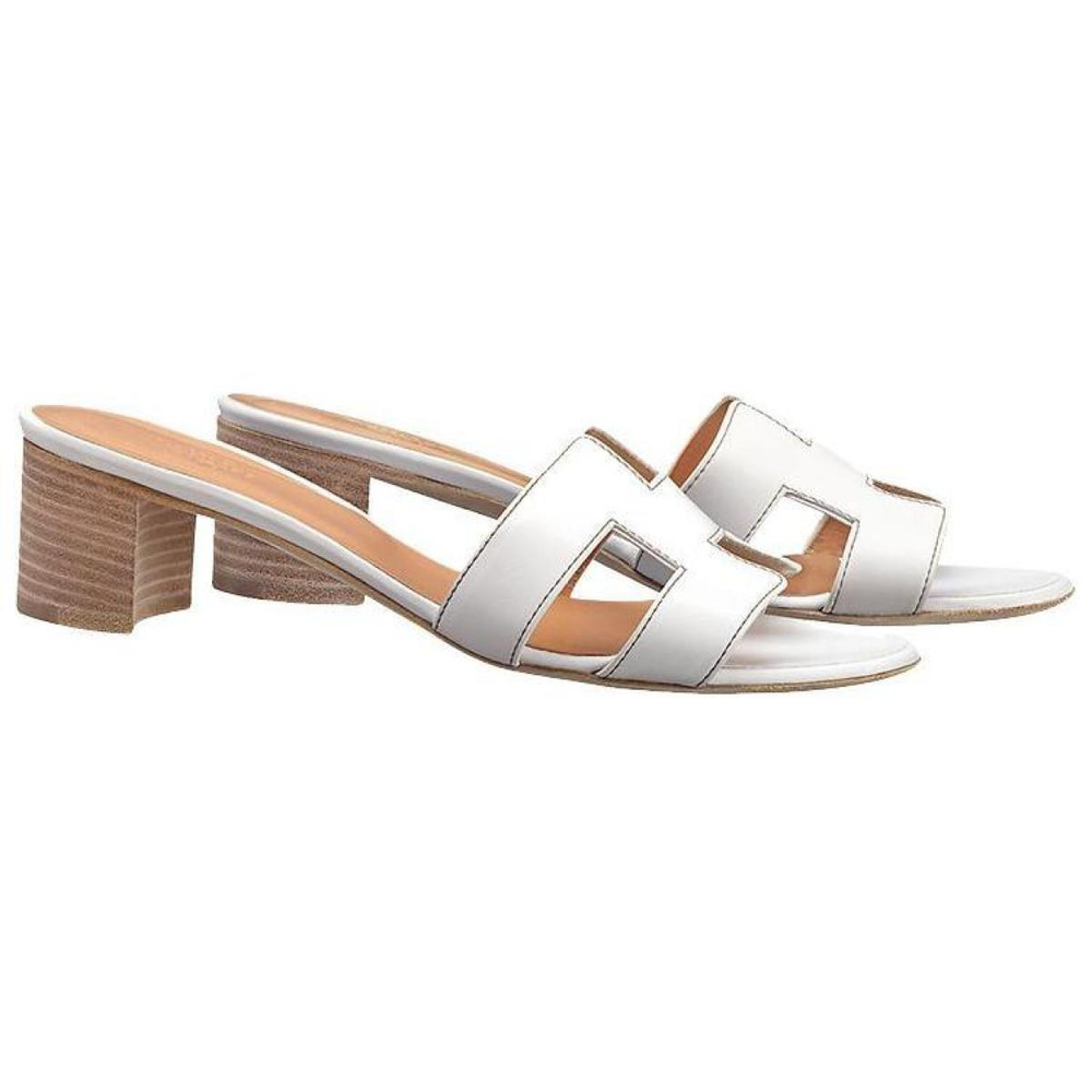 Hermes Oasis casual and comfortable rubber-soled slippers women's white, H071002Z