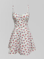 Платье ERS короткое на лямках в цветок с пышной юбкой