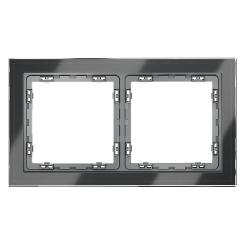 Рамка стеклянная на 2 поста, (графит, стекло) Voltum S70 VLS110207