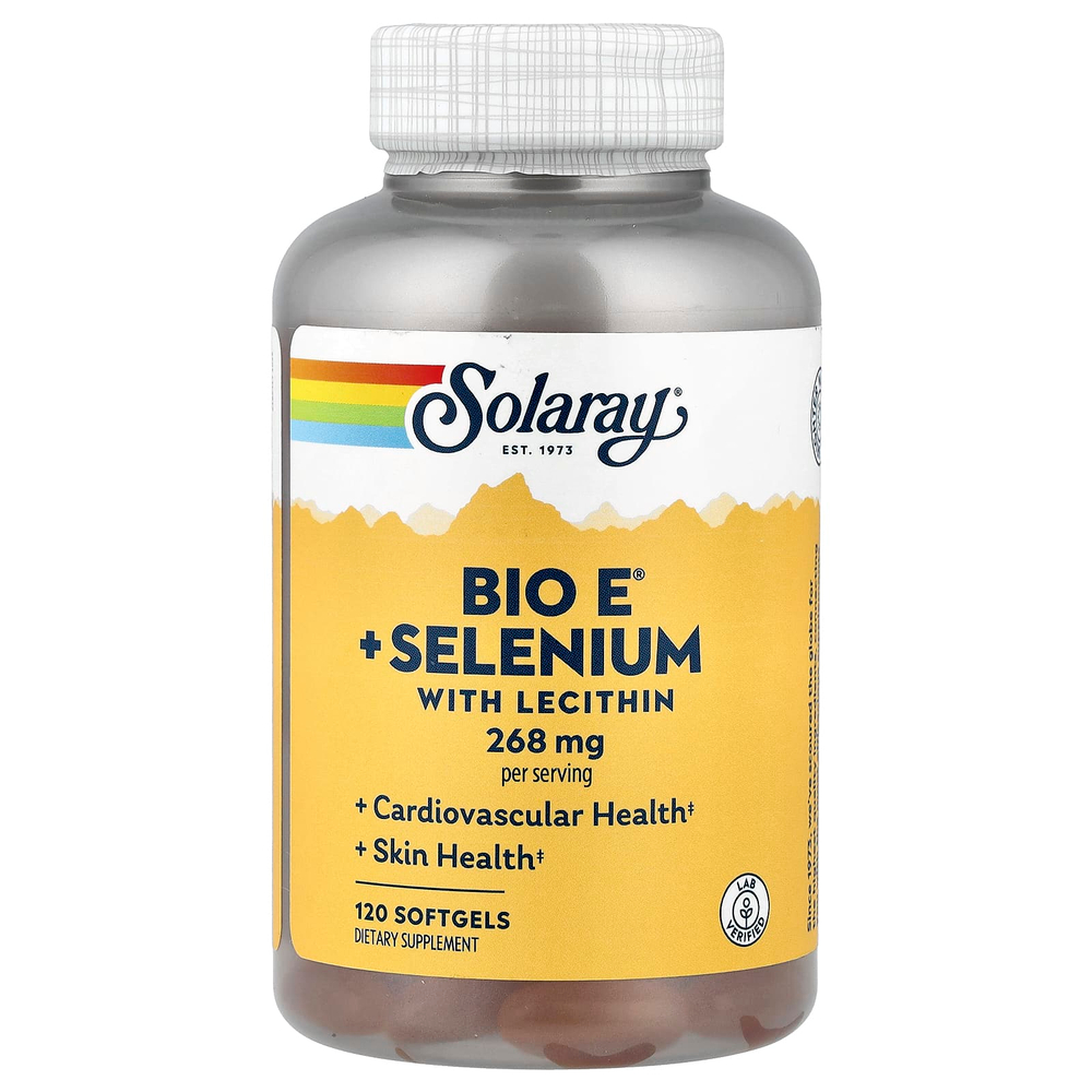 Solaray, Bio E®, витамин E с селеном и лецитином, 120 капсул