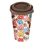 Стакан IZI-GO с крышкой 550мл с декором (темно-коричневый)