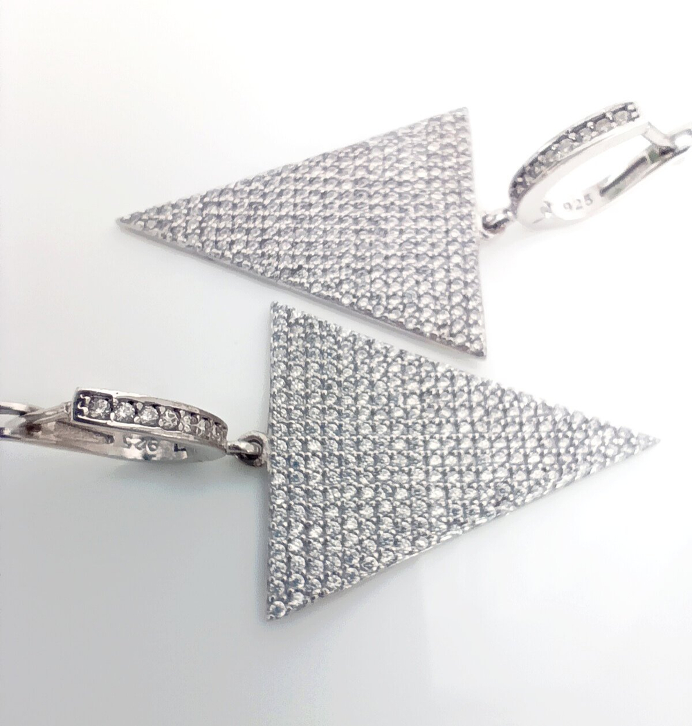 Серьги Эстерелла с фианитами, родированные, серебро 925 пробы/Ф