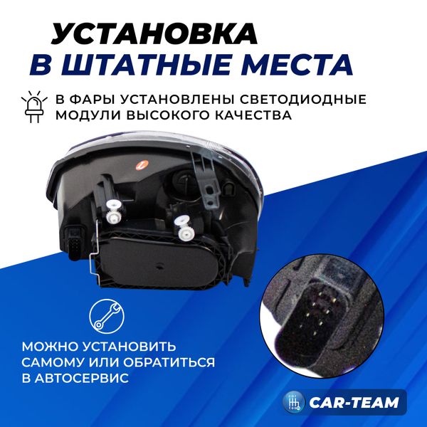 Фары Лада Приора передние в стиле BMW с 4-мя Bi LED модулями и плавающими поворотниками, черная маска (Китай)