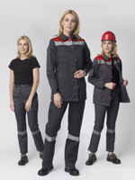 Костюм женский Веснис-1 СОП К. (тк.Смесовая,210) брюки, т.серый/красный