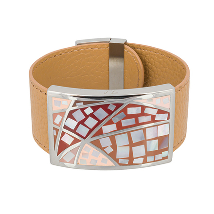 Браслет Fiore Luna на кожаном персиковом ремешке CB01156-8 R/S