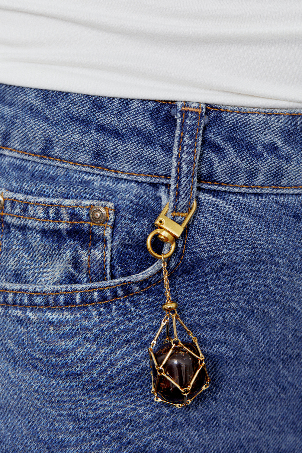 Авоська-брелок для кристаллов золотистая