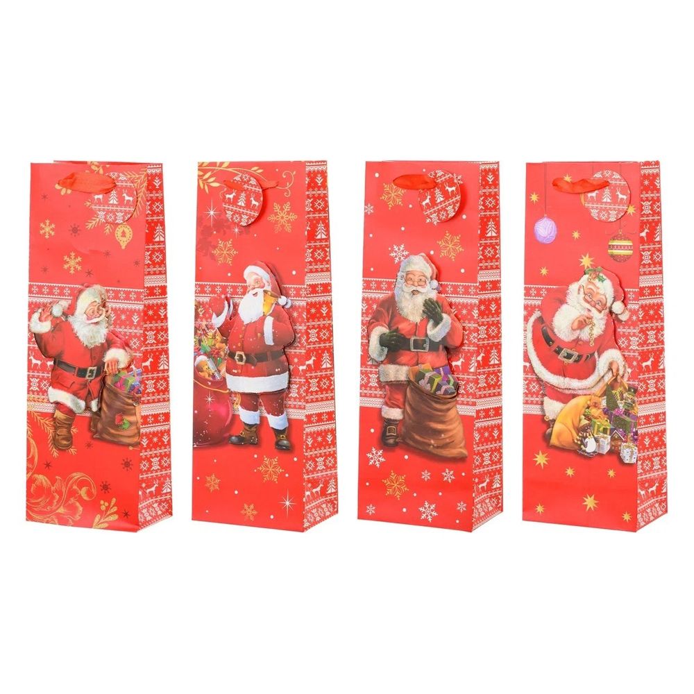 Подарочный пакет Basir, серия &quot;Зима&quot;, глянцевый, цветной с рисунком ассорти, размер 12,7*8,3*36 см