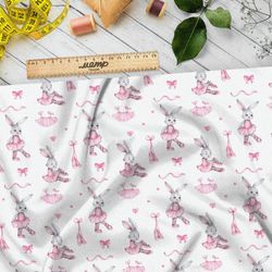 Ткань мембрана зайка в розовом платье