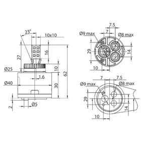 Картридж для однорук.см. 40мм с экономией воды 3 положения MELODIA MKP20808