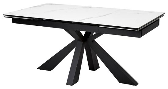 Стол ALEZIO 160 BIANCO TL-45 Белый мрамор матовый, испанская керамика/ черный каркас
