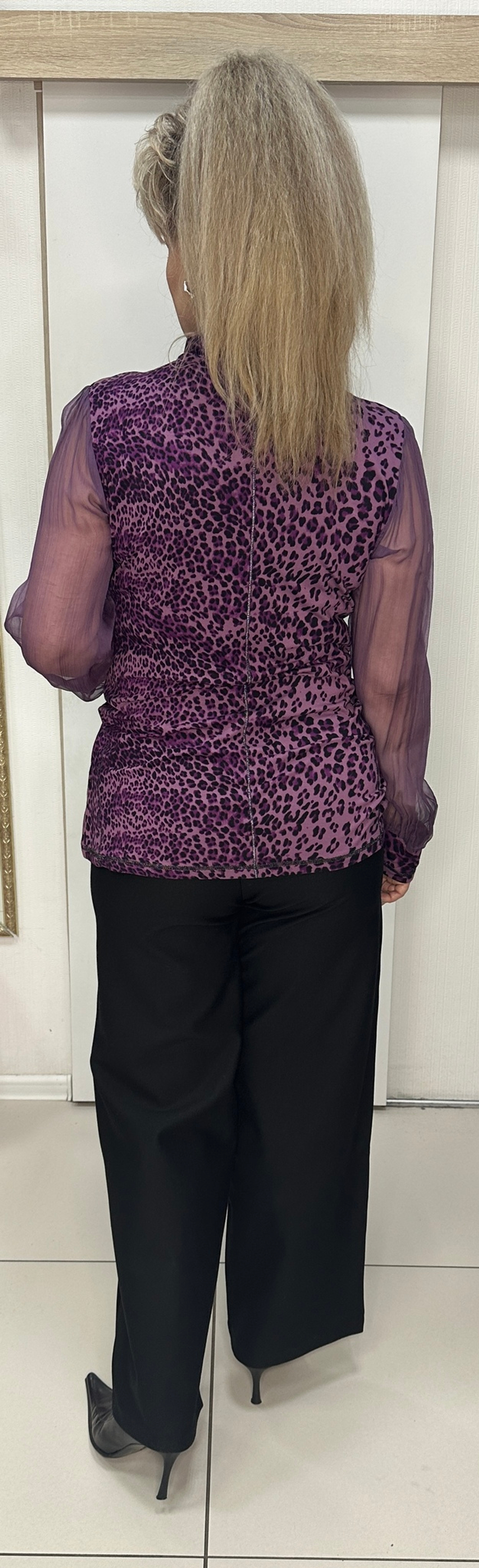 Комбинированный авсрийский блузон с шифоновыми рукавами