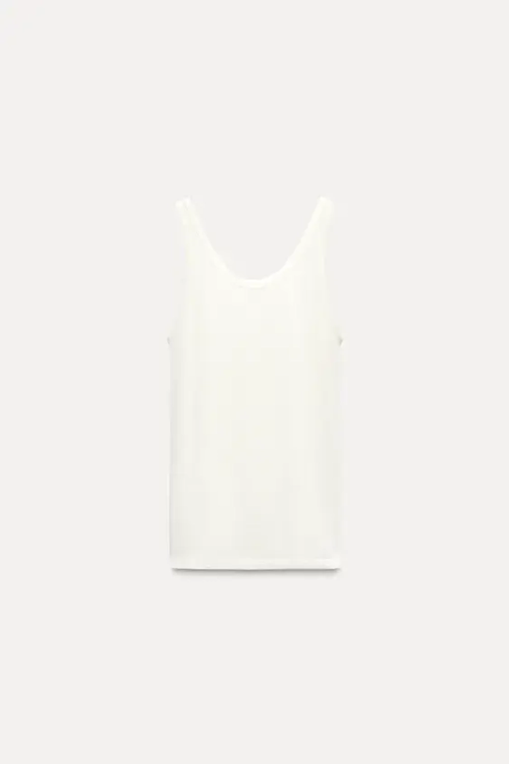 ZARA ТОП ИЗ ЛИОЦЕЛЛА БЕЗ РУКАВОВ, ЖЕЛТОВАТО-БЕЛЫЙ