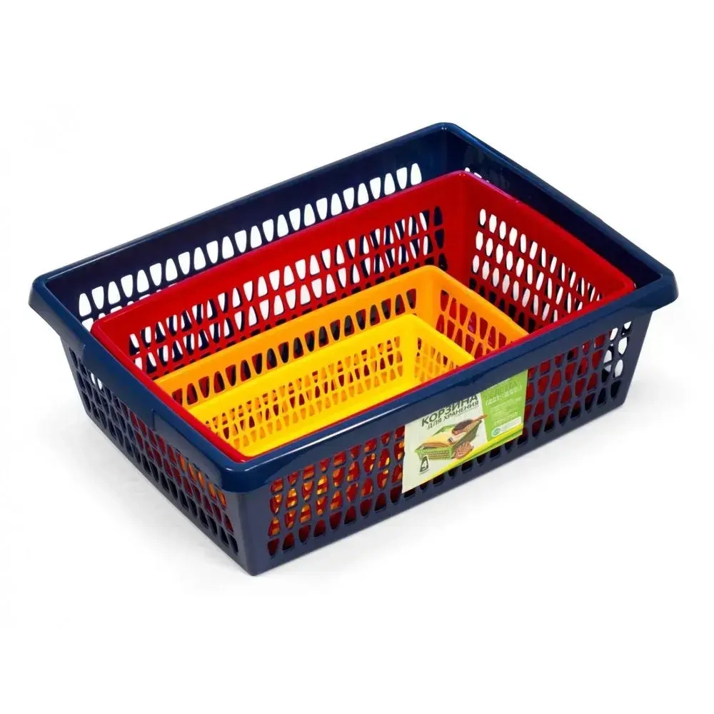 Корзина для хранения Велетта прямоугольная набор 4шт колор (комплект 6 шт)