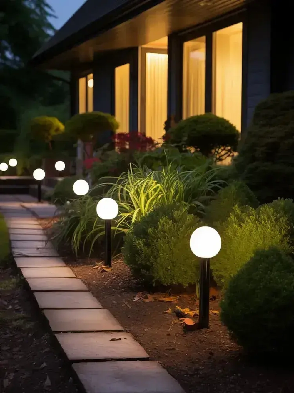 Светильник уличный на солнечной батарее садовый фонарик круглый шар 8 шт