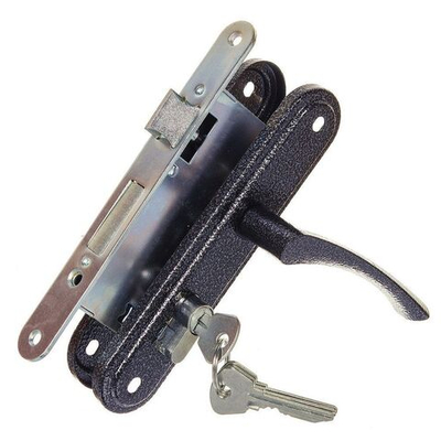 Замок врезной Омега, ЗВ7, 00-00000592, ручка в комплект, цилиндровый, серебр