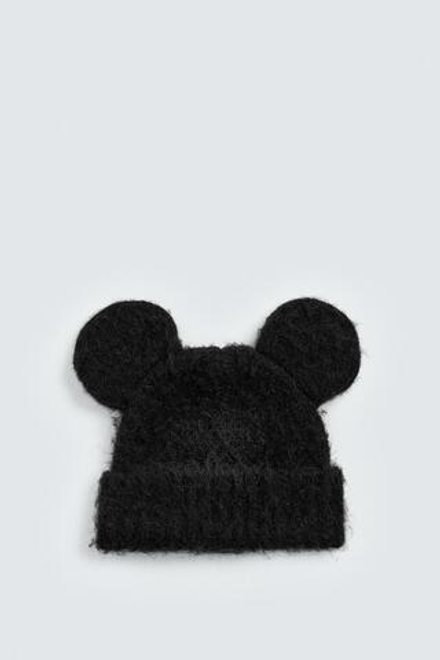 ZARA HARRY LAMBERT X DISNEY ТРИКОТАЖНАЯ ШАПКА С УШКАМИ MICKEY MOUSE, ЧЕРНЫЙ