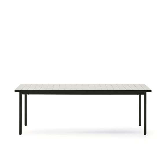 Уличный стол Maurina из стали зелёного цвета с керамической плиткой цвета экрю 223 x 101 см