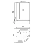 Душевая кабина Parly Эконом EC921 Classic, тонированное закалённое стекло, 90×90×215 см