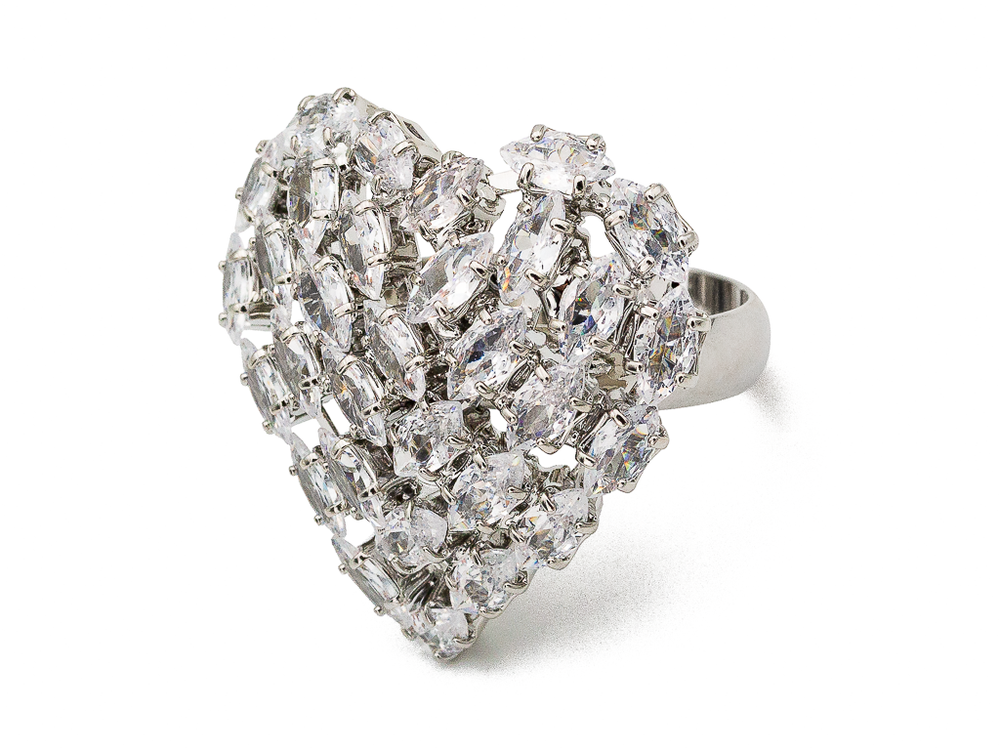 Кольцо "Сердце" со стразами