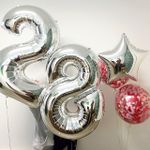 Шар (40"/102 см) Цифра, 2, Серебро, в упаковке