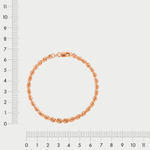 Браслет пустотелый цепной с плетением "Корда" для женщин из розового золота 585 пробы (арт. НБ 12-099)