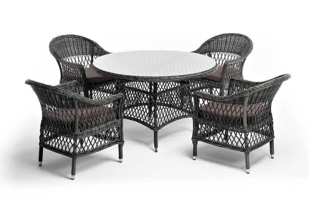"Дольче" обеденная группа из искусственного ротанга, цвет графит