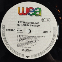 Винтажная виниловая пластинка LP Peter Schilling Fehler Im System (Germany 1982)