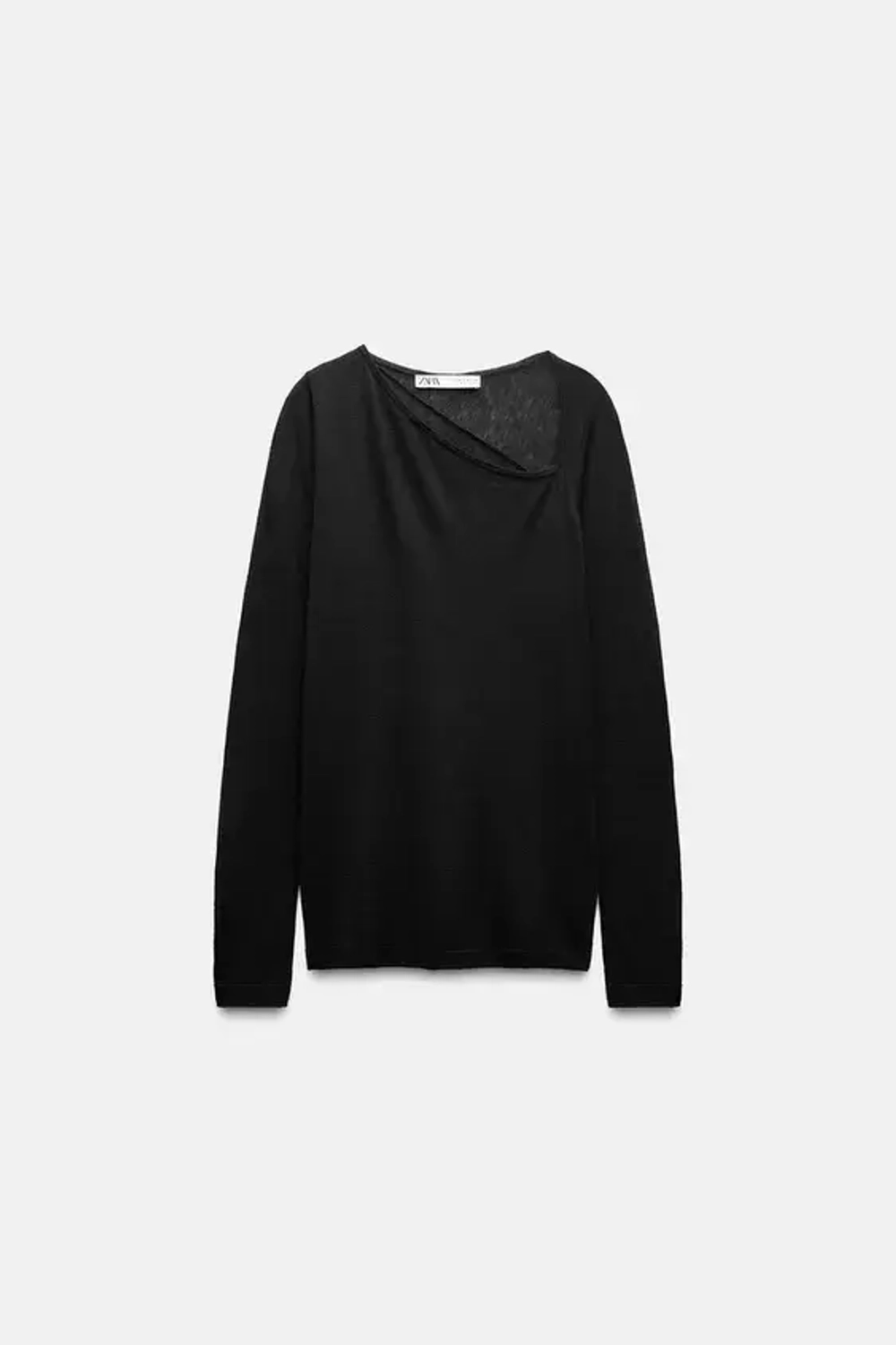 ZARA СВИТЕР ИЗ ТОНКОЙ ШЕРСТИ И ШЕЛКА, ЧЕРНЫЙ