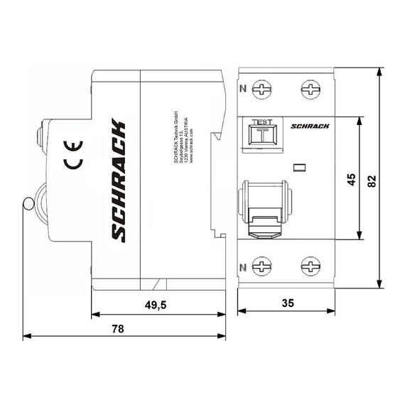 УЗО Schrack Technik 2P 63A 30mA тип AC 10kA Amparo AR006203-- (ВДТ)
