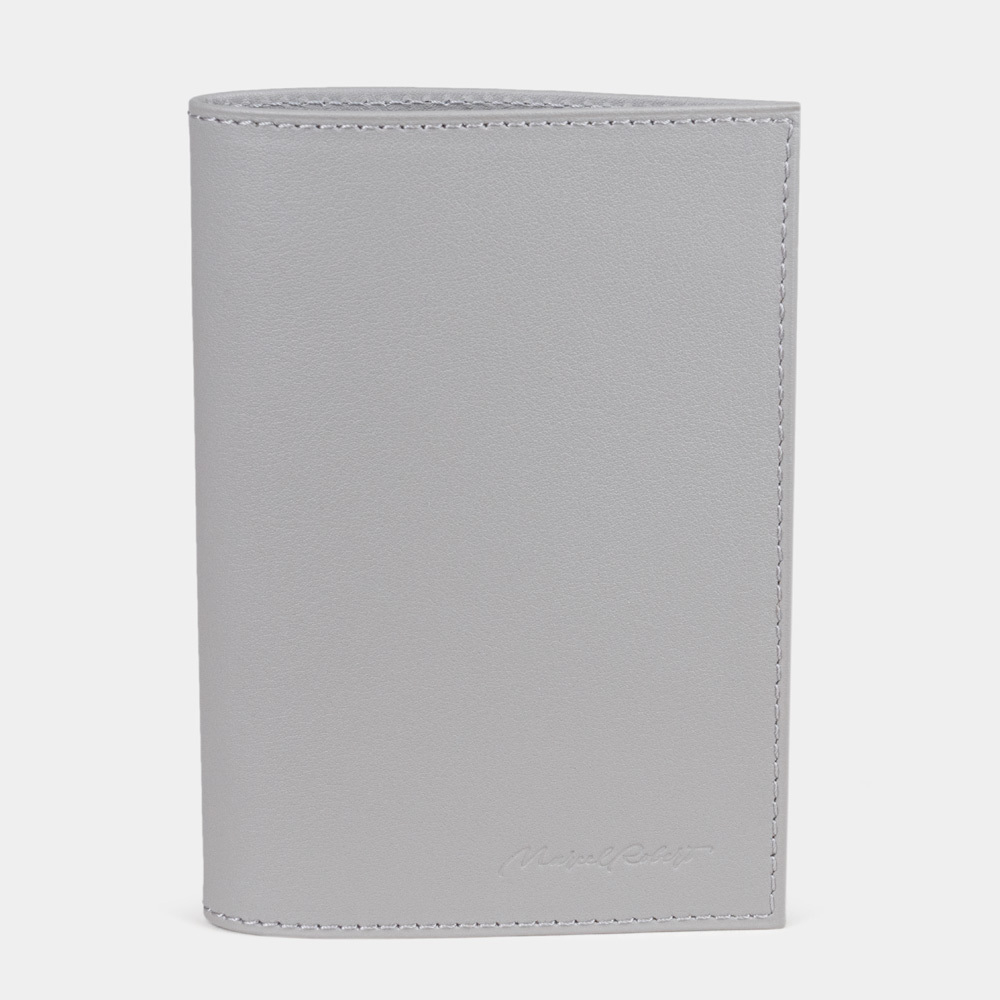 Обложка для паспорта из натуральной кожи теленка, серого цвета