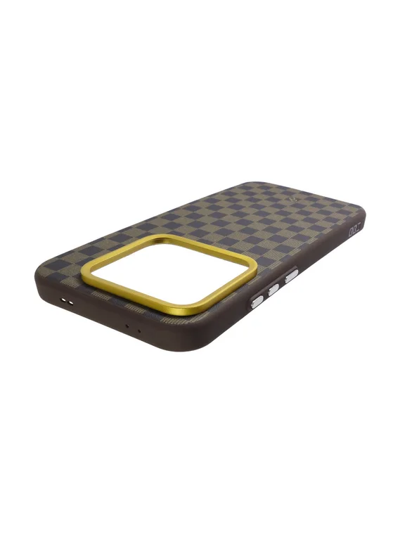 Защитный чехол для Realme GT8 Pro органо-силиконовый под карбон c MagSafe черно-коричневый шахматный (Black-Brown)