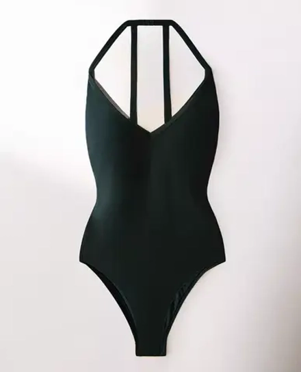 ZARA HOME КУПАЛЬНИК С БРЕТЕЛЬКАМИ НА СПИНЕ, ЗЕЛЕНЫЙ
