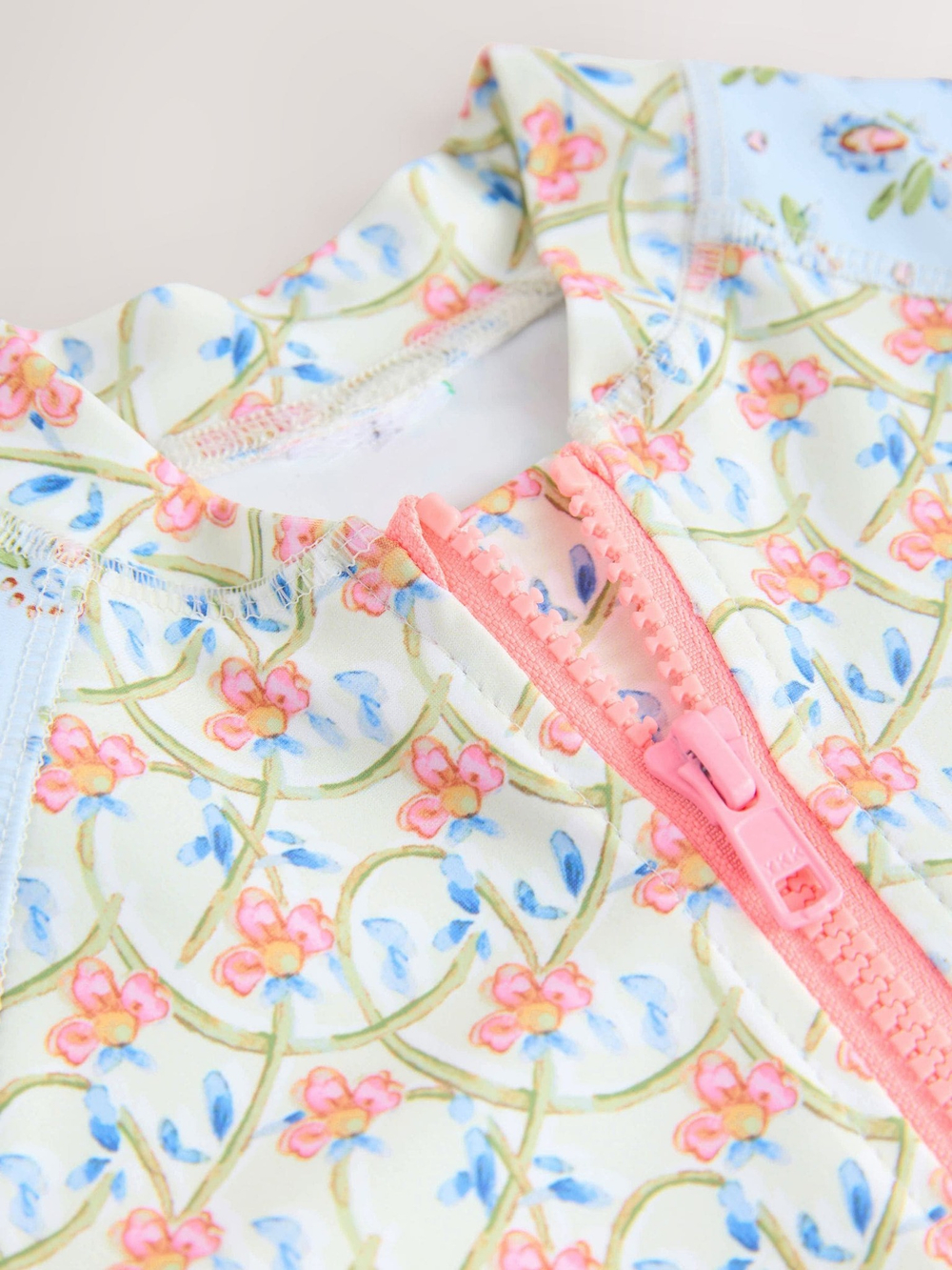 Купальник слитный на молнии для девочки Next AB7-031, Молочный, Розовый, Сиреневый