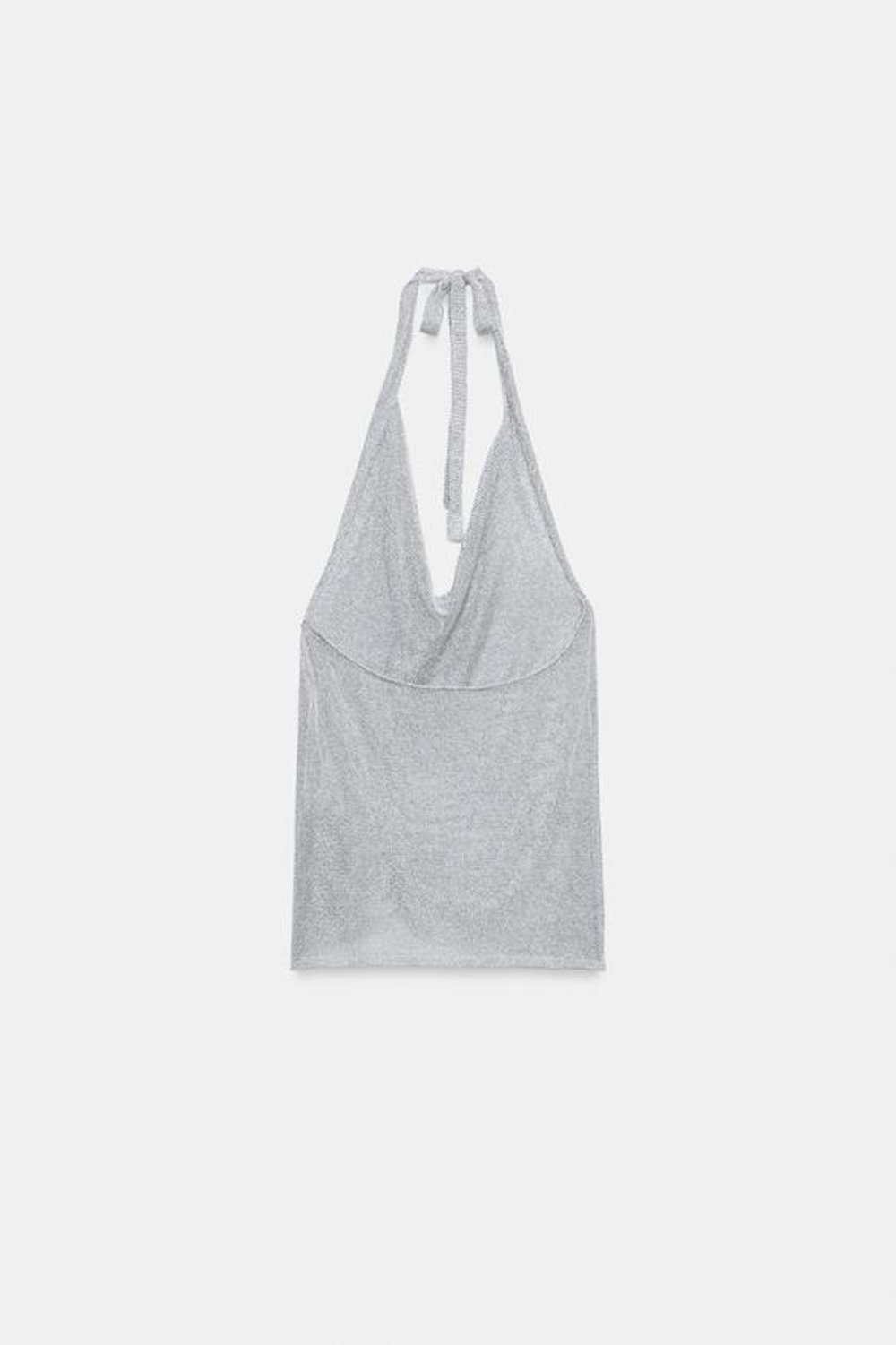 ZARA ТОП ХАЛТЕР С БЛЕСТЯЩЕЙ НИТЬЮ, СЕРЕБРИСТЫЙ