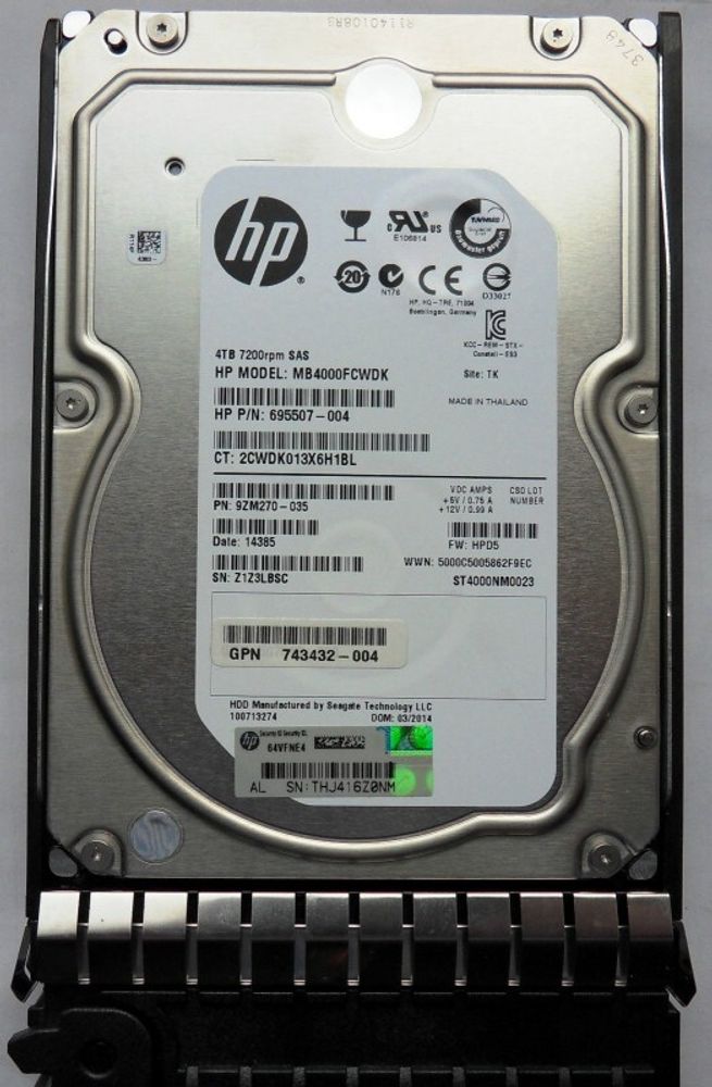 Жесткий диск HP 4TB 3.5" 7.2K 6G SAS 695507-004