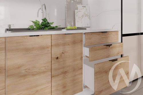 Кухня "Витория": дуб артисан (корпус белый)