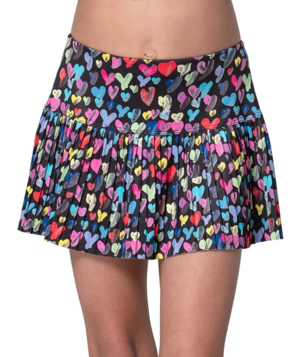 Детская теннисная юбка Lucky in Love Girls Thumbprint Hearts Pleated - multicolor
