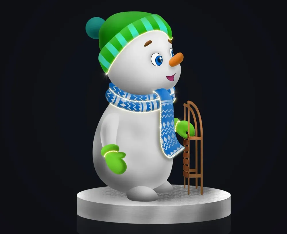 Уличная фигура "Снеговичок с санками"