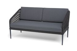 "Канны" лаунж-зона 4-местная (разборная) из роупа со столиком "Диего" цвета "серый гранит", роуп темно-серый круглый, ткань темно-серая