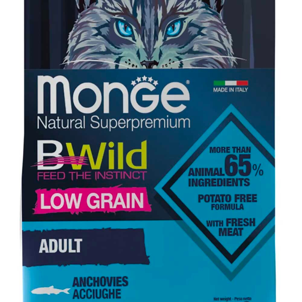 Monge Bwild корм для кошек с анчоусами (низкозерновой) (Adult)