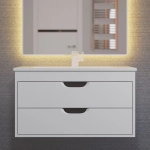 Тумба с раковиной для ванной Uperwood Modul 80 см, подвесная, матовая, белая/графит