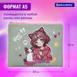 Папка для тетрадей BRAUBERG А5 1 отделение полиэстер на молнии с ручкой "Anime friends" (3 штуки в упаковке)