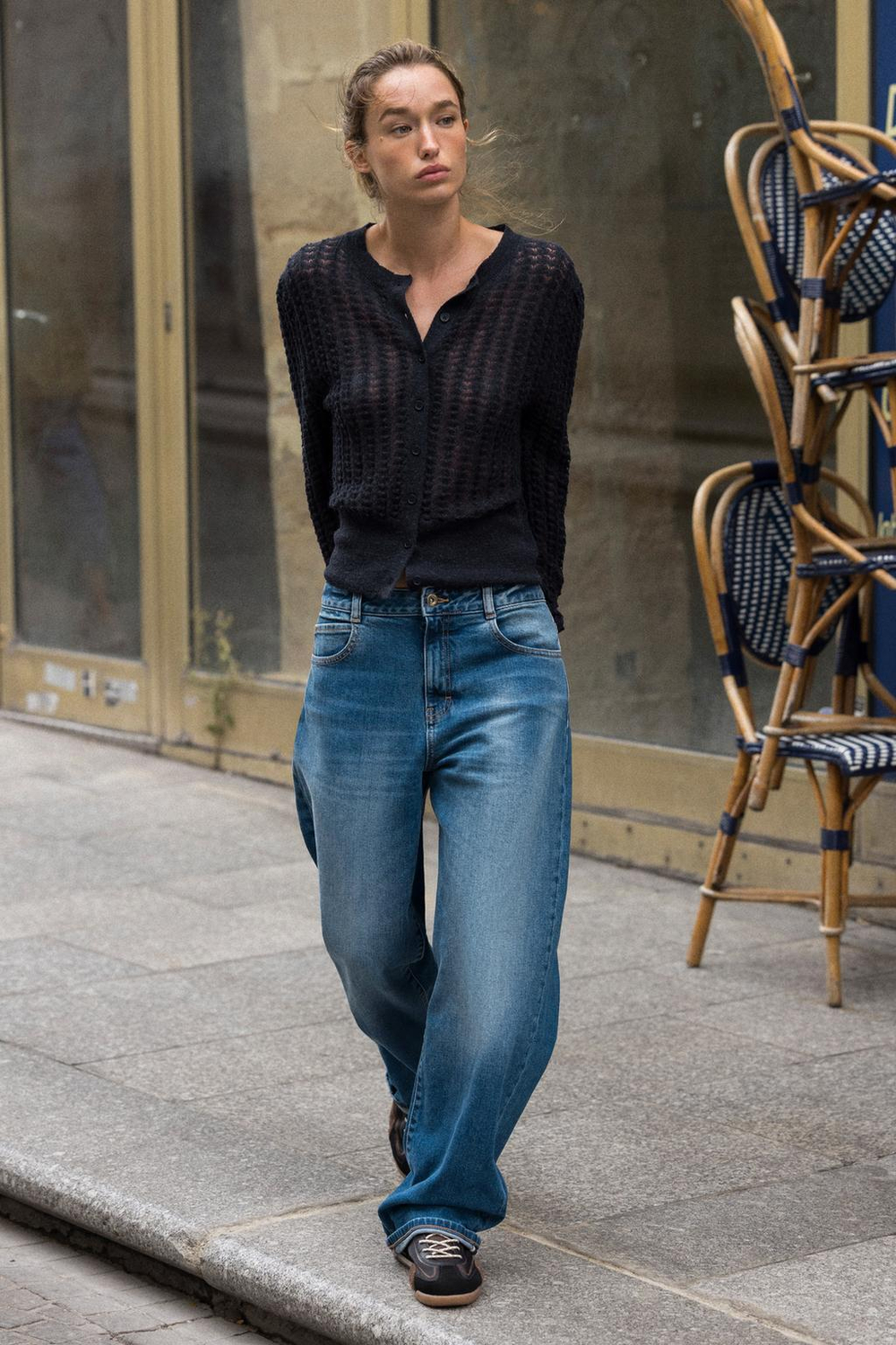 ZARA КАРДИГАН ИЗ ШЕРСТИ И АЛЬПАКИ В ТЕХНИКЕ «ПОИНТЕЛЛЬ», МОРСКОЙ СИНИЙ