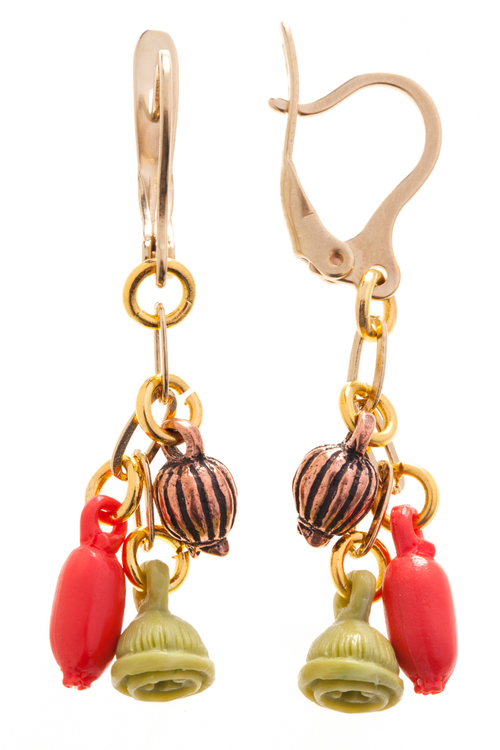 "Натура 2" серьги в золотом покрытии из коллекции "Natura" от Jenavi  с английским замком