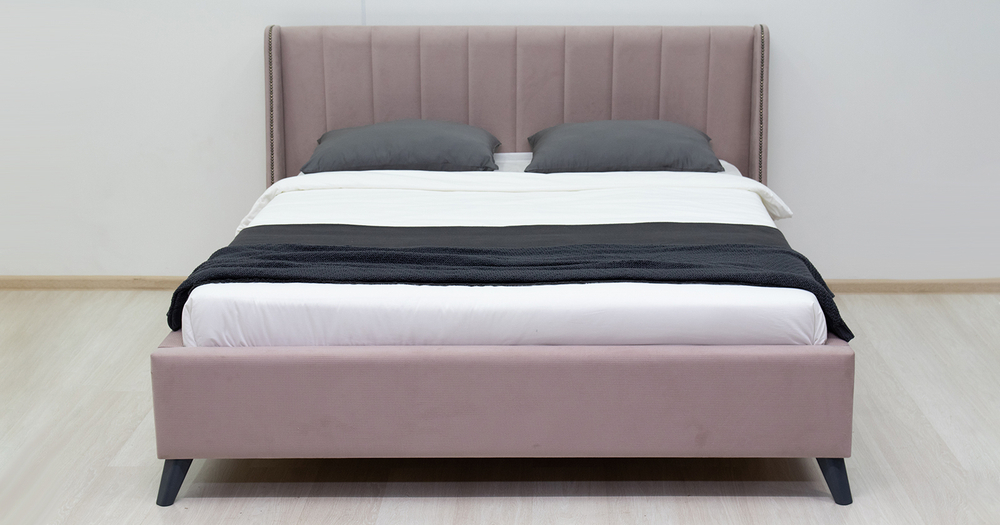 Мелисса (160)Кровать двойная без ПМ арт. Тори 56 велюр (ява (пыльная роза))