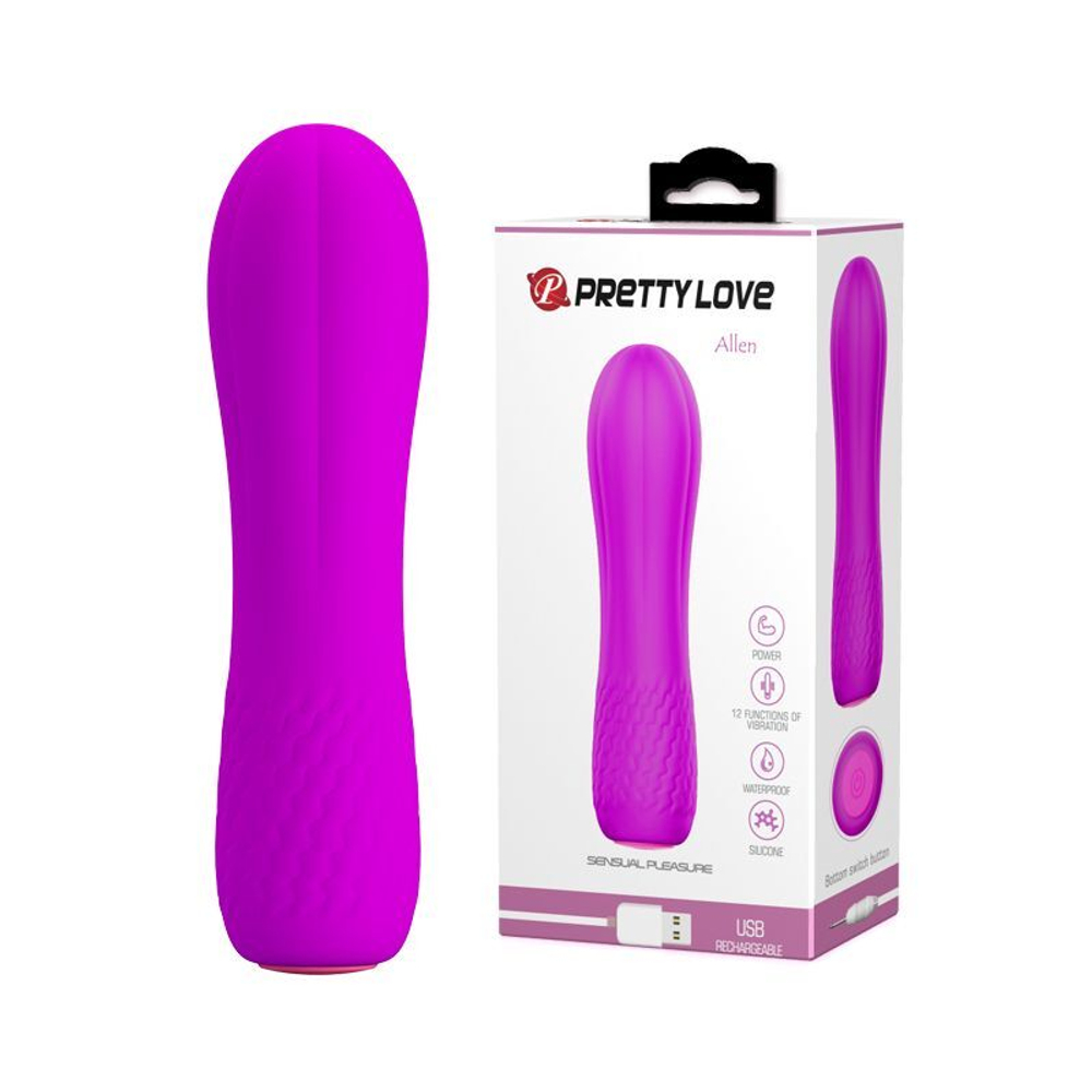 Лиловый мини-вибратор Allen - 11,6 см. (Цвет: лиловый)