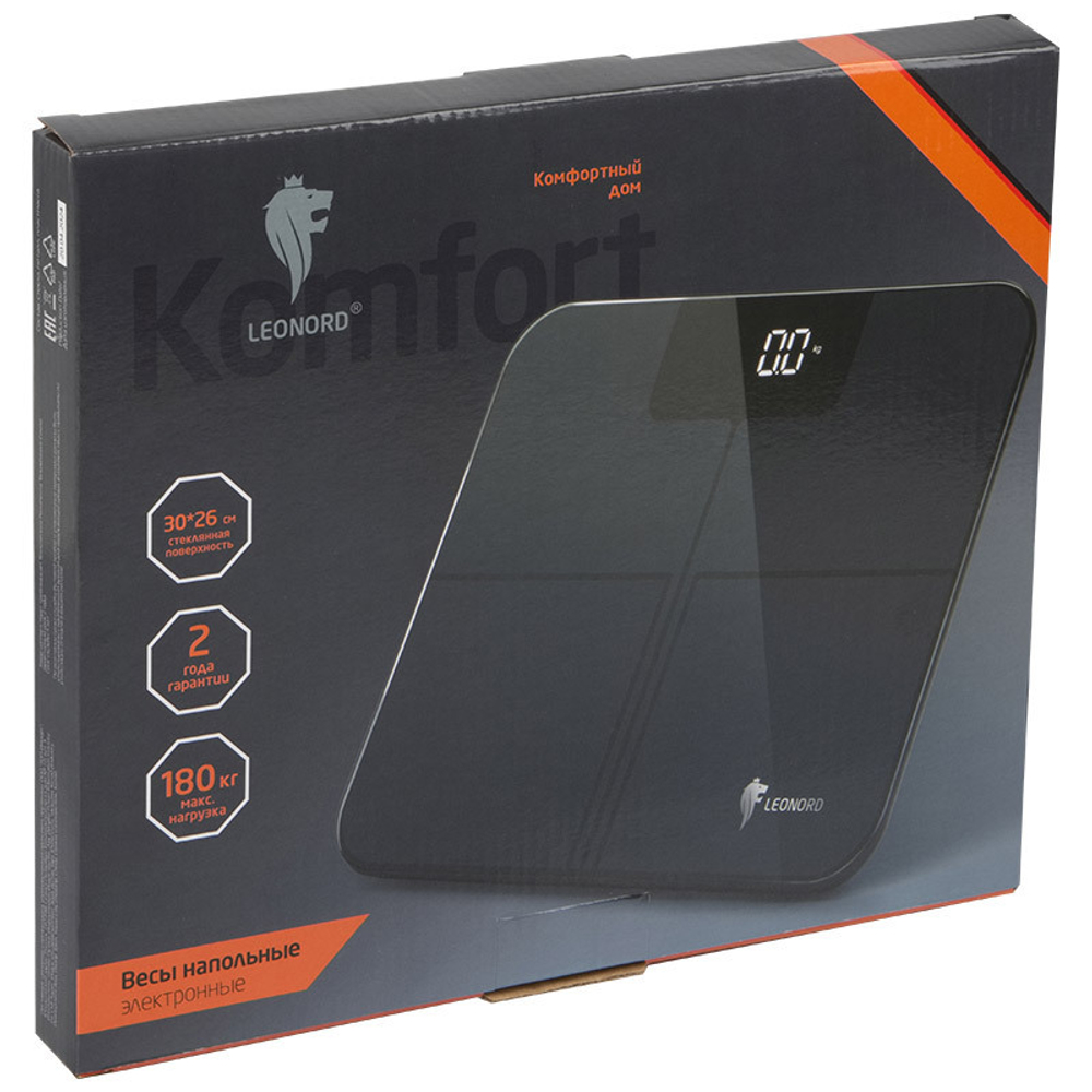 Весы напольные электронные Leonord LE-1215, стеклянная поверхность, 180кг