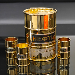 Подарочный набор Баррель нефти со стопками "Подарок нефтянику"