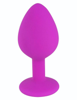 Лиловая средняя силиконовая пробка с прозрачным кристаллом (Цвет: лиловый)